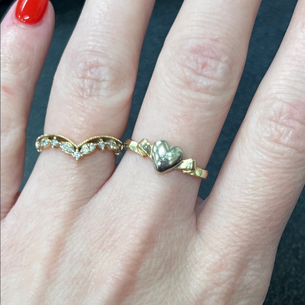 10k Yellow Gold With 10k White Gold Heart Ring
